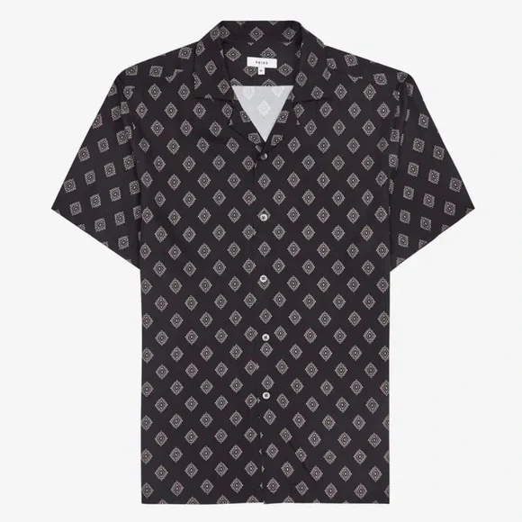 Reiss Joss Medallion Printed Cuban Collar Shirt XXL NWT - Picture 1 of 9